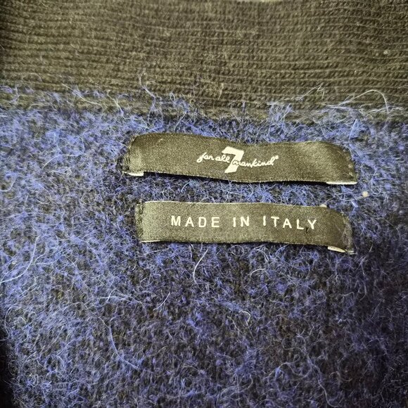 7 For All Mankind Mohair Blend Cardigan Blue Black Italy S Cobain Style Grunge - Picture 4 of 8